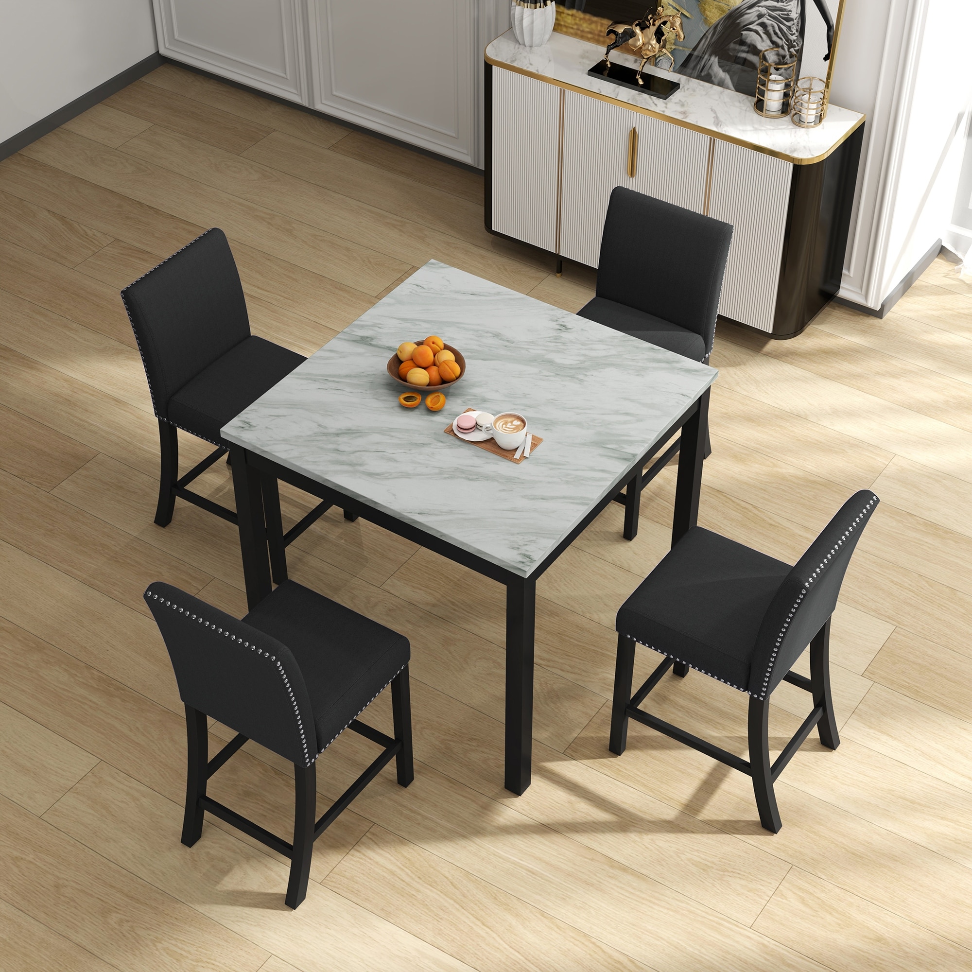 Piece Dining Set with Chairs and Square Counter Height Dining