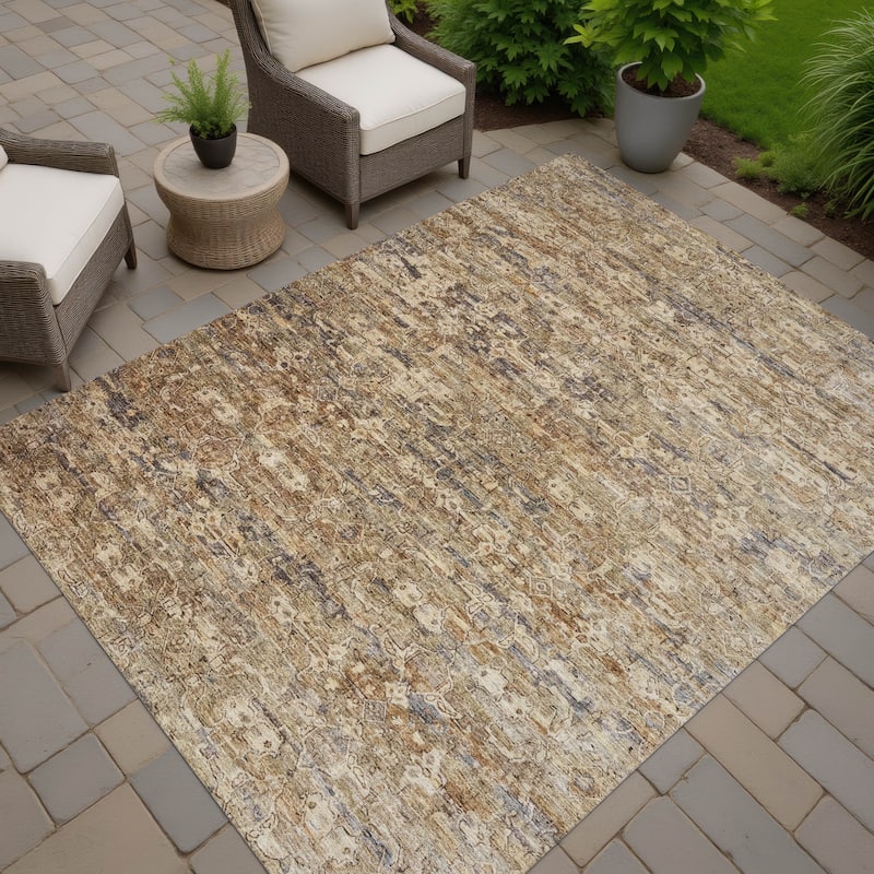 Machine Washable Indoor/ Outdoor Traditional Harmony Chantille Rug - Brown - 9' x 12'