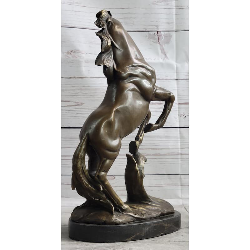 Rearing Horse Bronze Sculpture Statue Equestrian Stables Country Western Decor
