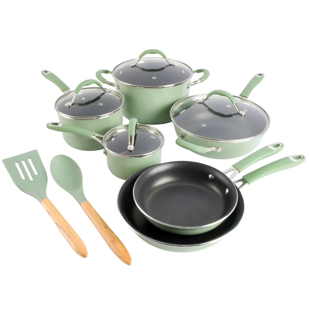 Cravings By Chrissy Teigen 12 Piece Aluminum Cookware Set in Pistachio