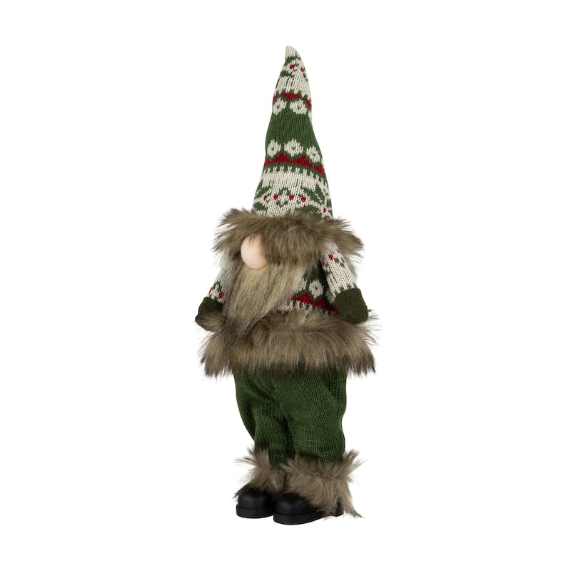 Standing Gnome with Knitted Outfit Christmas Figure - 19" - Green