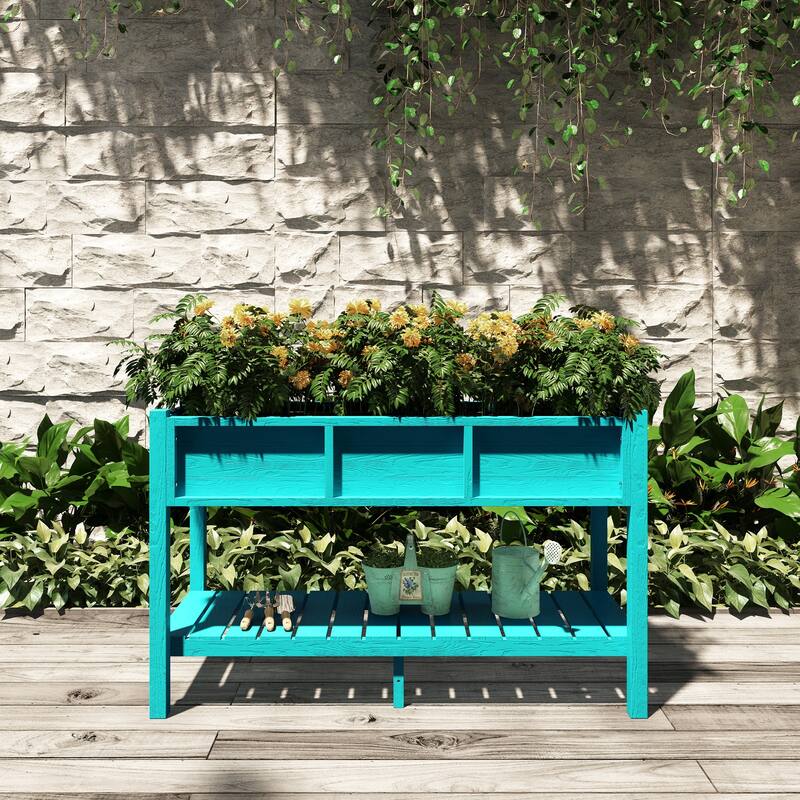 Lesly 46.37 in. Modern Rectangular Cyan Planter Box - 46.37"D×17.69"W×28.67"H