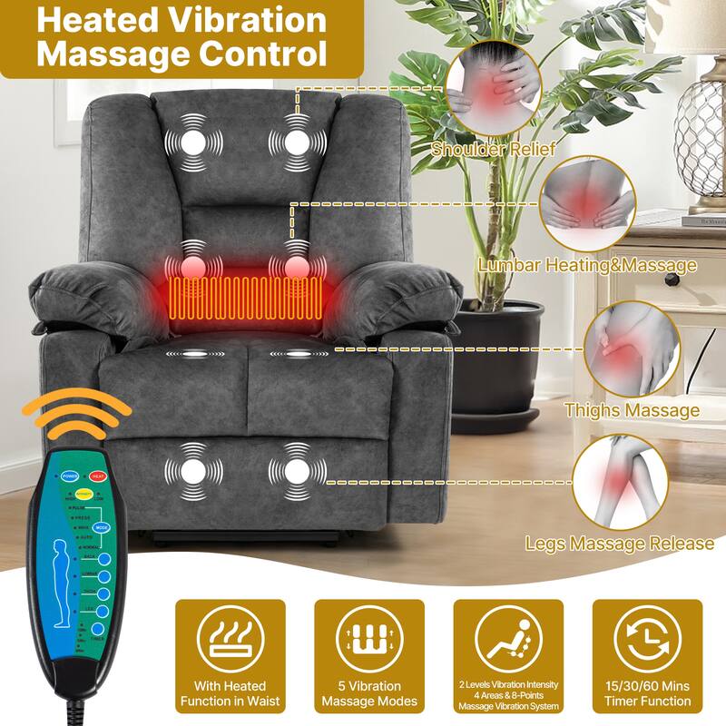 Power Lift Recliner Chair with Massage, Heating, and 330 lbs Weight Capacity