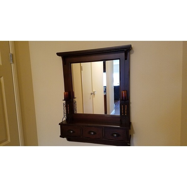 Top Product Reviews For Bombay Brown Wall Mirror With Drawers And