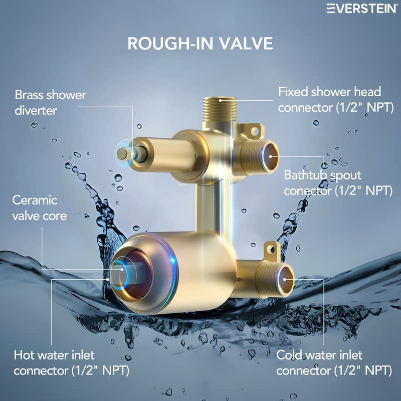 6" Dual-Function Tub and Shower Faucet Set, Modern Tub And Shower Trim Kit Valve Included
