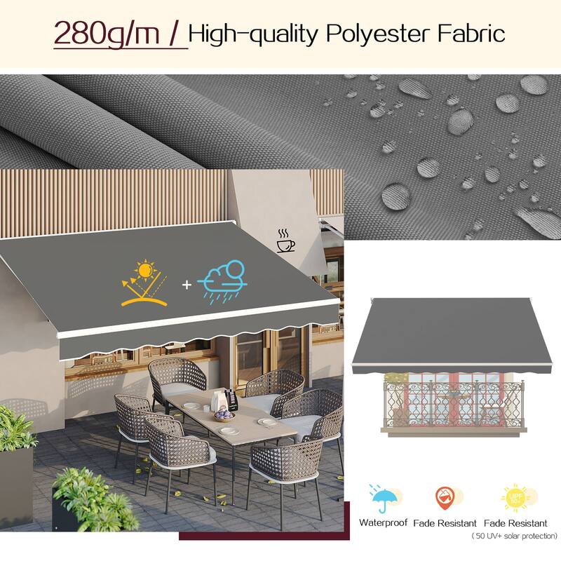 AECOJOY Manual Retractable Patio Awning Outdoor Sunshade Shelter (Cover Only)