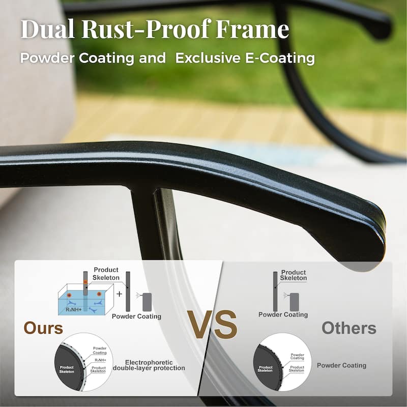 MAISON ARTS Patio Conversation Sets 5/7/9-Seat, Sofa Set with 2 Single Sofa Chairs, 3-Seater Sofa, Ottoman and Coffee Table