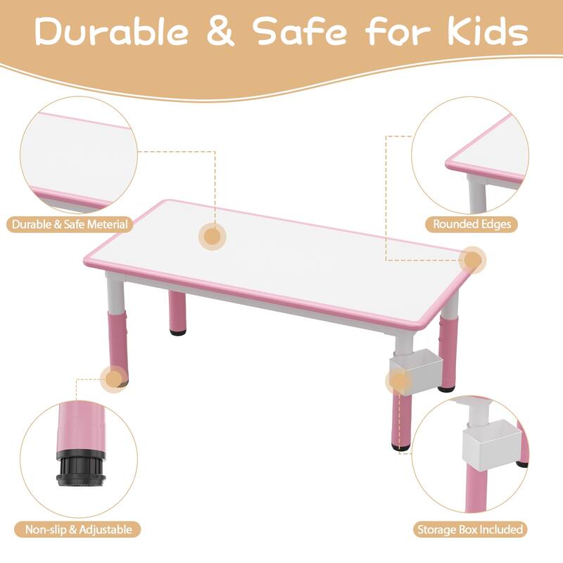 Height Adjustable Kids Table and 6 Chairs Set with Storage Box