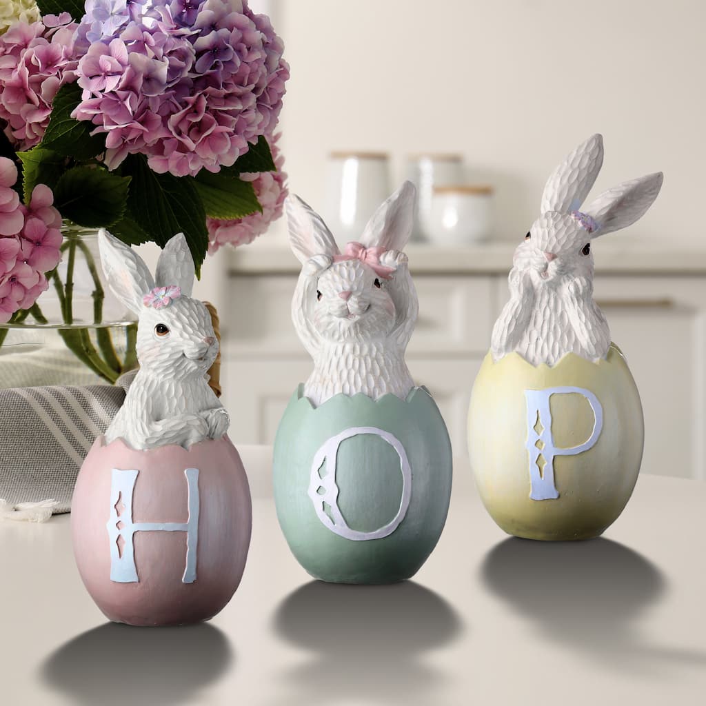 Hop' Bunny In Egg 8" Set of 3 - 8