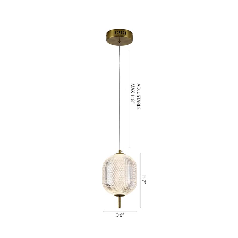 1-Light Brass Dimmable LED Single Pendant With A Clear PC Shade
