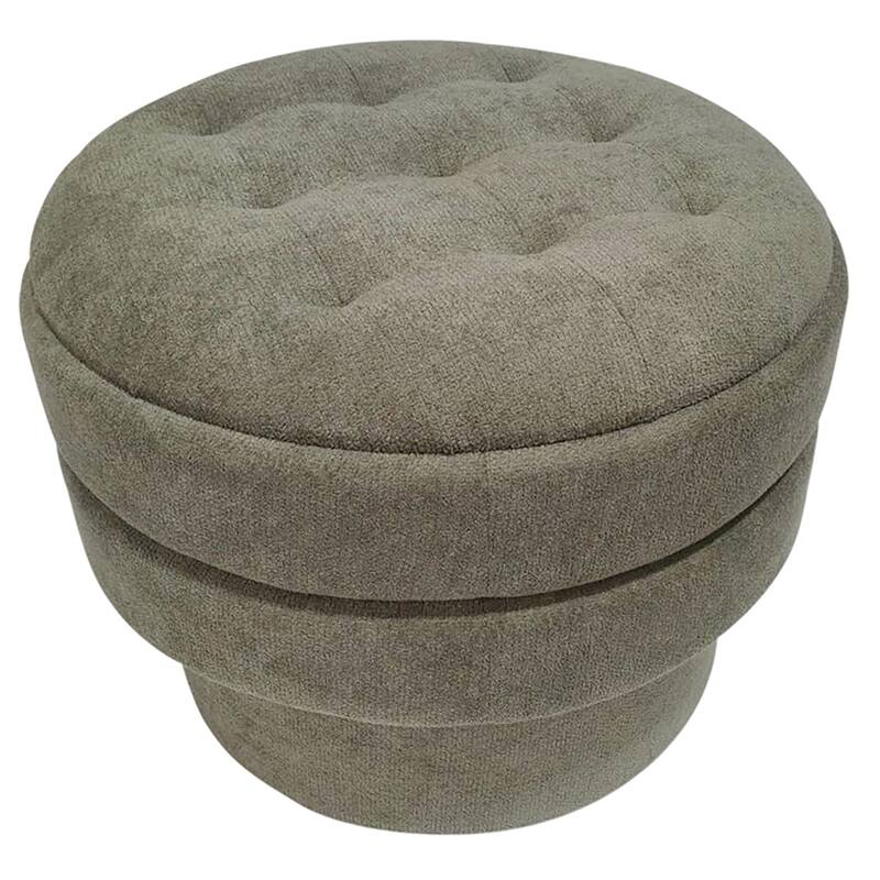 Modern Fabric Round Storage Ottoman - Moss