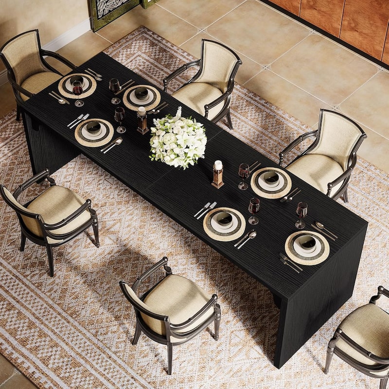 78-Inch Wood Modern Rectangular Dining Room Table, Long Kitchen Dining Table, Brown