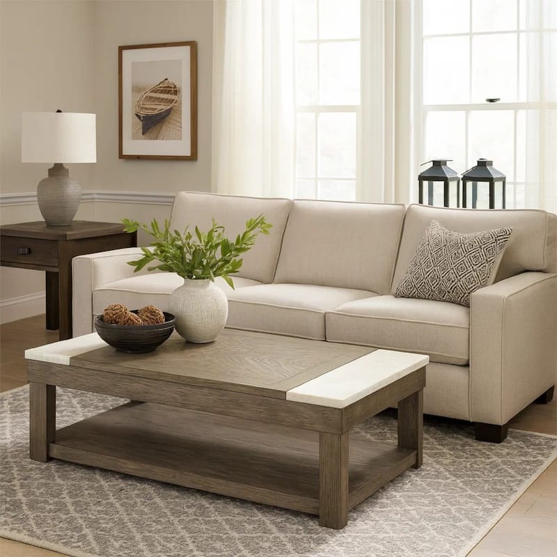 Aska Lift Top Coffee Table, Caster Wheels, 56 Inch Weathered Gray