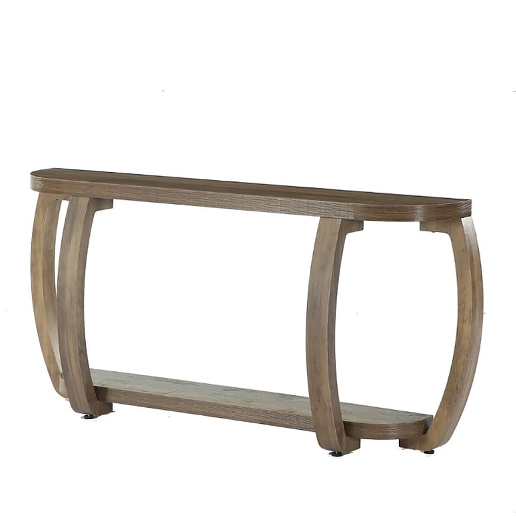 63-Inch Wooden Console Table, Long Entryway Table with Curved Legs