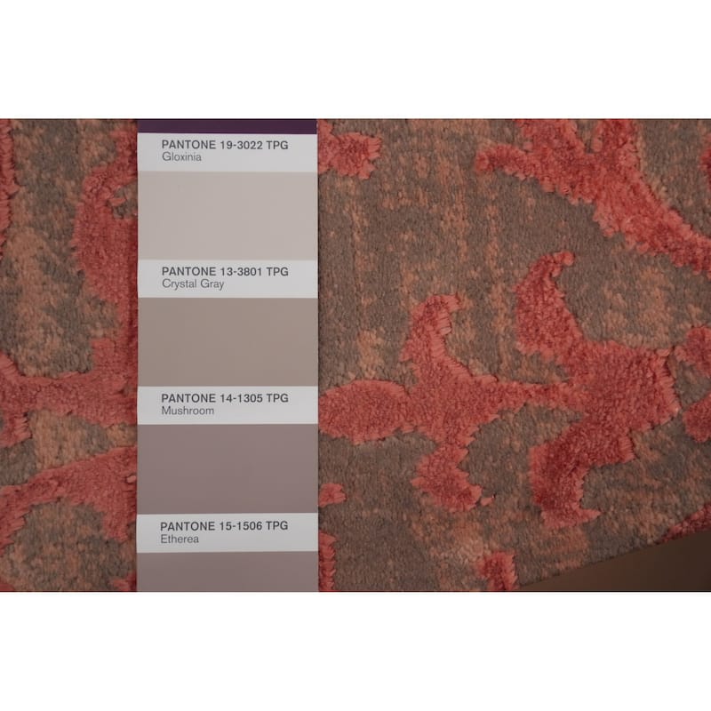 Machine Made Oriental Polyester Carpet All-Over Coral Distressed Area Rug - 7' 5'' X 5' 2''