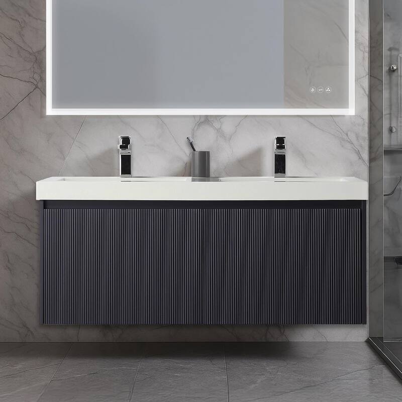 Blossom Positano 48" Floating Double Sink Vanity with Acrylic Top - Night Blue