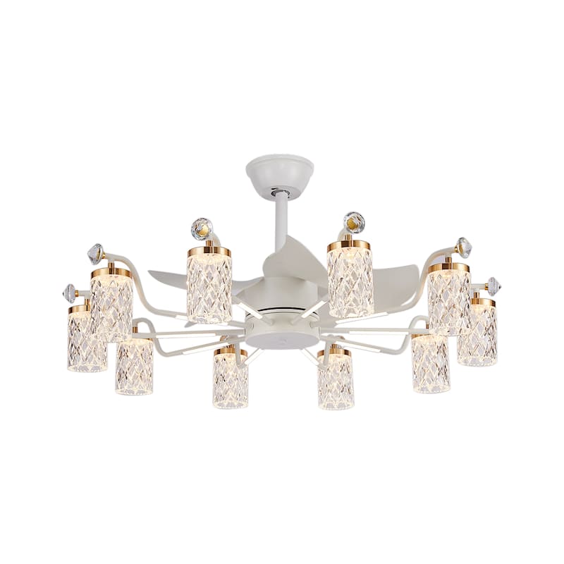 Modern Fandelier with Light and Remote, Modern luxury LED Chandelier Ceiling Fan for Living Room