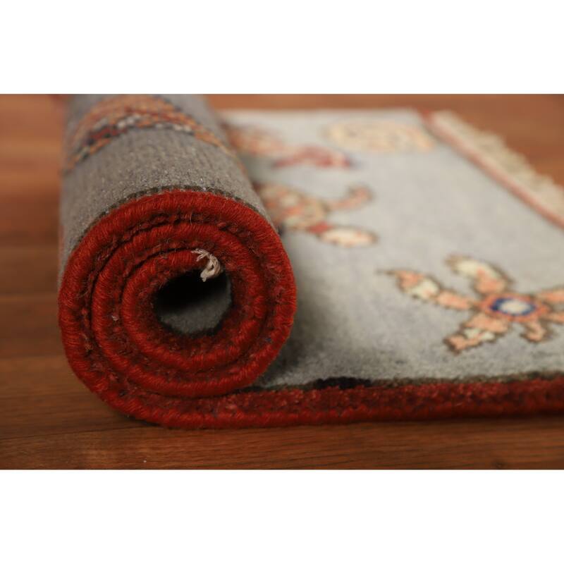 Hand Knotted Oriental 100% Wool Carpet Traditional Animal Pictorial Greys & Charcoal Art Deco Area Rug - 3' 0'' X 2' 0''