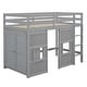 preview thumbnail 10 of 32, Wood Twin Loft Bed with Wardrobe, 2 Windows, No Box Spring, Grey