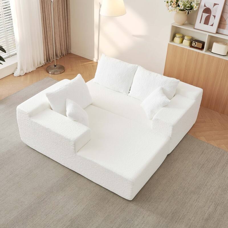 103.54" Modular Chenille Cloud Sectional Sofa with Throw Pillows
