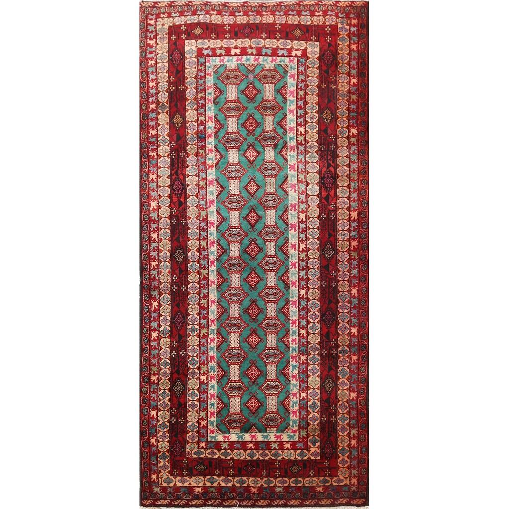 Geometric Traditional Turkoman Persian Area Rug Handmade Wool Carpet - 3'10" x 7'7"