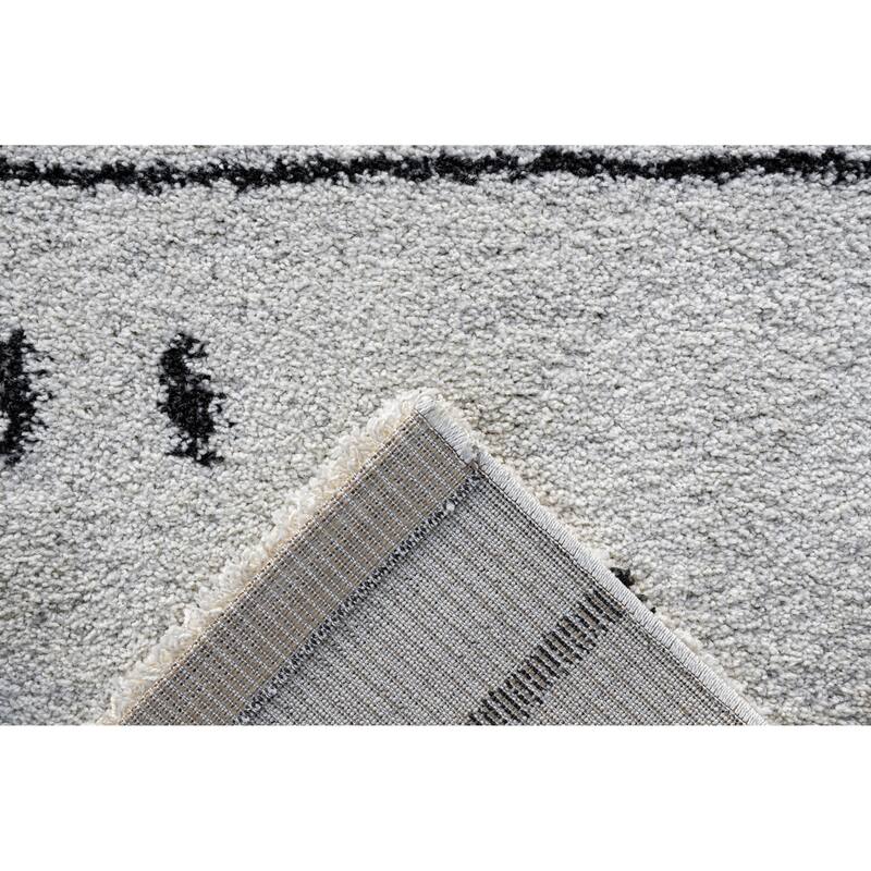 Kyrie Black, Charcoal, Ivory and White Polypropylene Area Rug - 6' x 9'