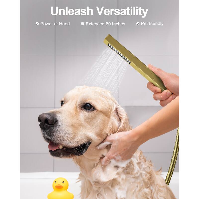 GRANDJOY Dual Shower Heads 16" Rainfall Shower System with 2-Handle Bathroom Sink Faucet Combo Set