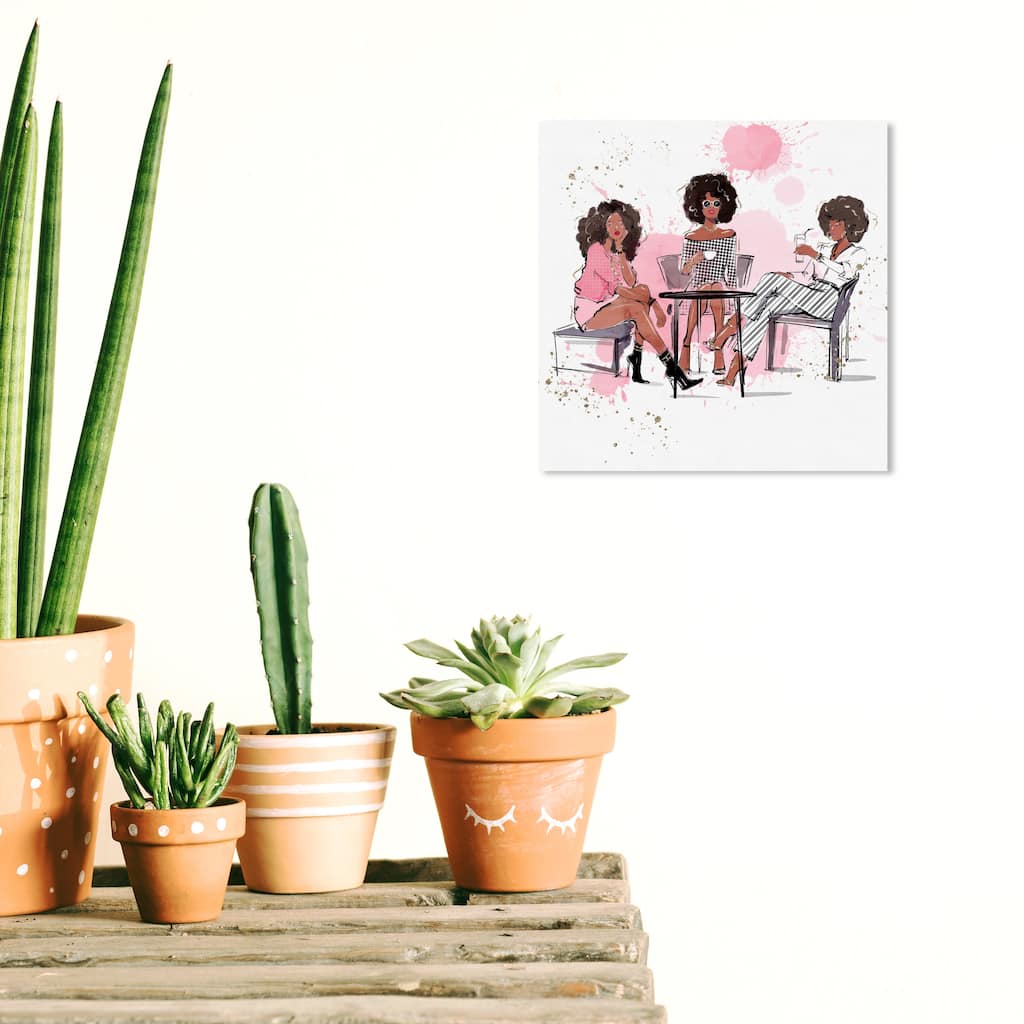 Wynwood Studio Canvas Fashion and Glam Coffee Best Friends Pink and Pastel Pink Modern & Contemporary Wall Art Canvas Print