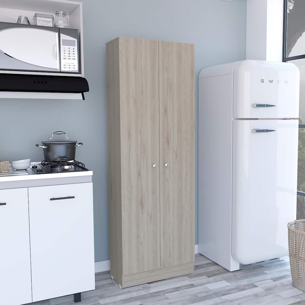 Multistorage Pantry Cabinet, Five Shelves, Double Door Cabinet -Light Gray