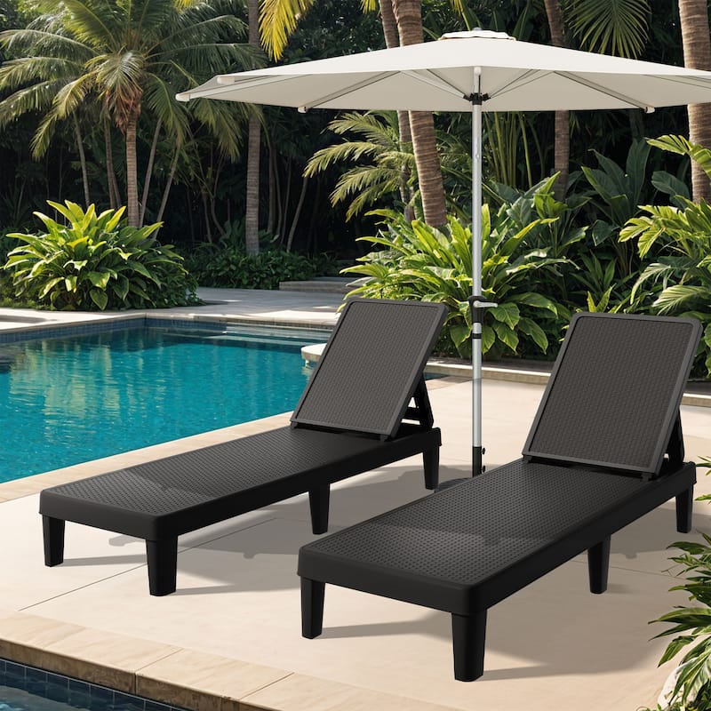 Outdoor Chaise Lounge Chairs (Set of 2) with Adjustable Backrest