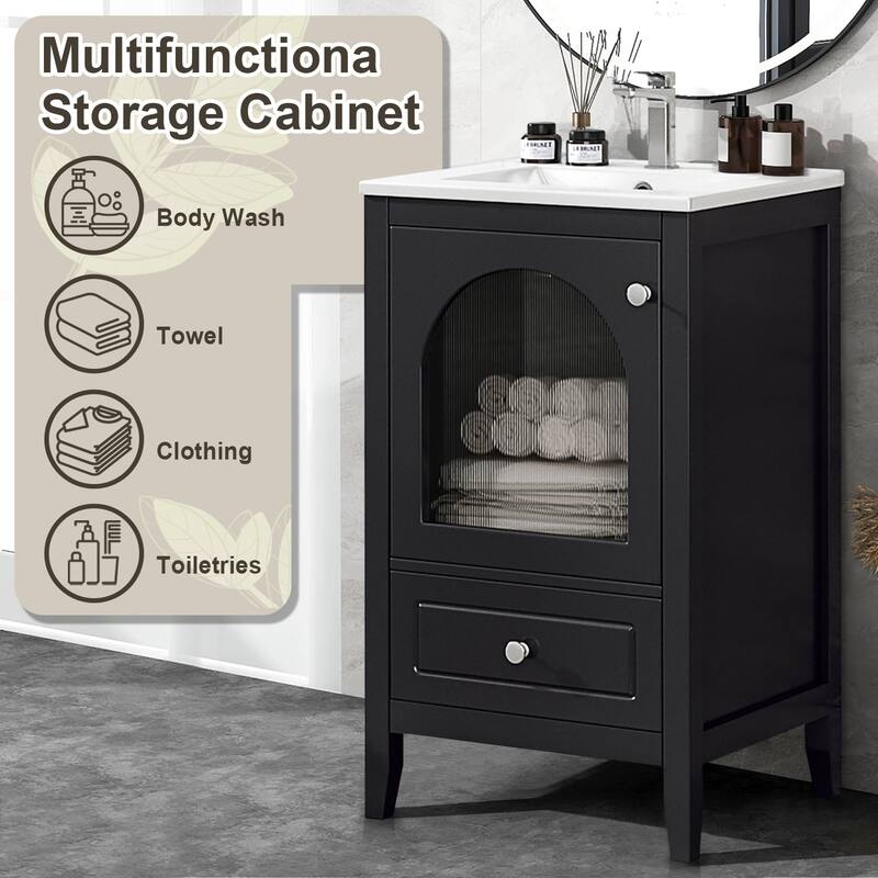 20" Bathroom Freestanding Vanity with Ceramic Sink