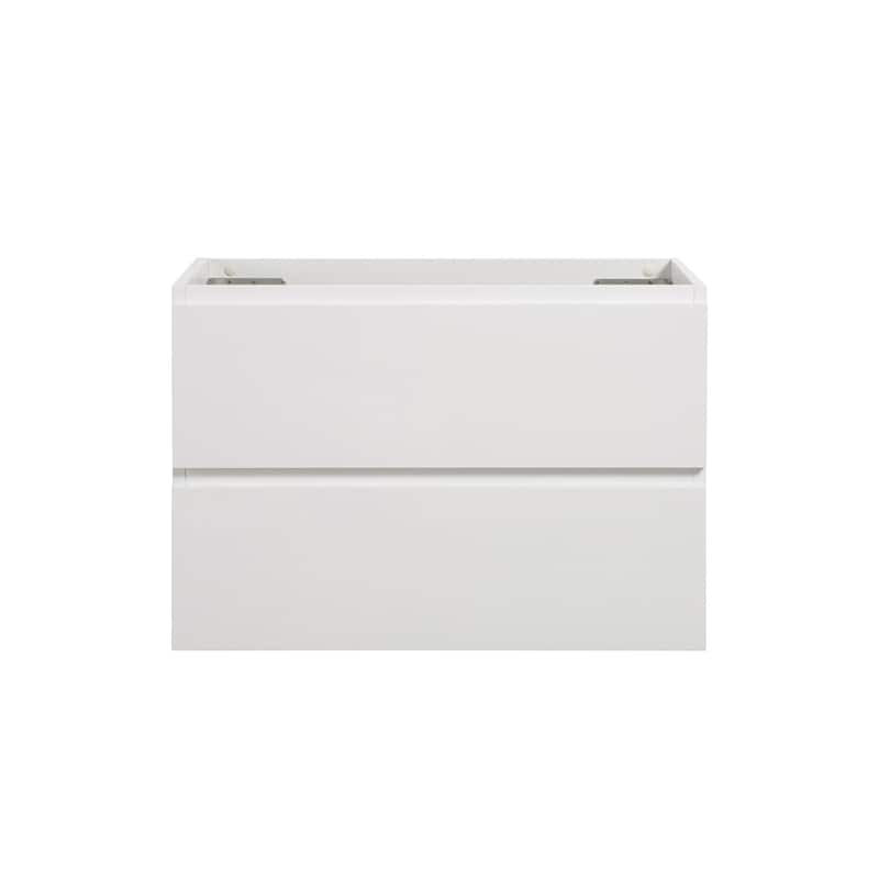 GDFStudio - Evelyn Alice Wall-Mounted Storage Cabinet with Dual Drawers and Clean Modern Profile - Cabinet WITHOUT basin - White - Cabinet WITHOUT basin