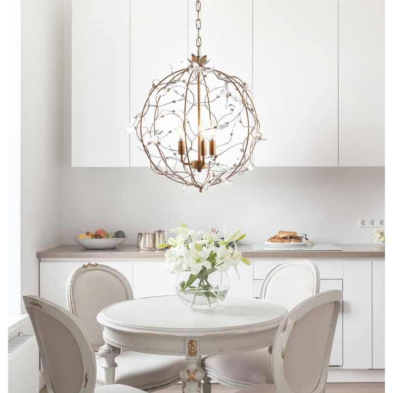 Toronto 20" Adjustable Metal/Glass LED Pendant, Antique Gold by JONATHAN Y