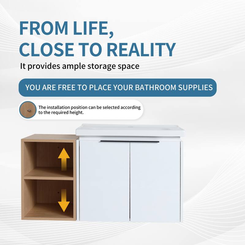 ARTCHIRLY 24/36/48/60/72/84 Inch Bathroom Vanity with Sink, Floating Bathroom Vanity with Soft Close Door and Shelf