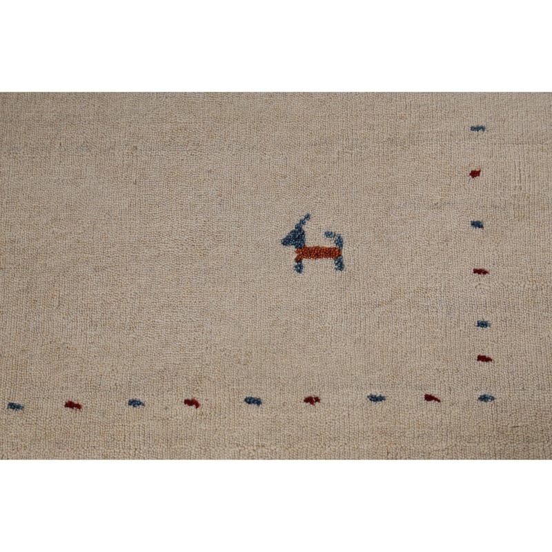 Little Animals Tribal Gabbeh Indian Rug Hand-Knotted Wool Carpet - 4'0" x 6'0"