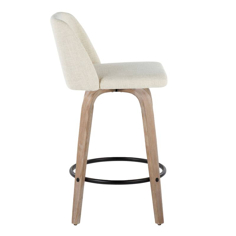 Carson Carrington Vallberga 26" Fixed-Height Counter Stool With Whitewashed Wood Base (Set of 2)