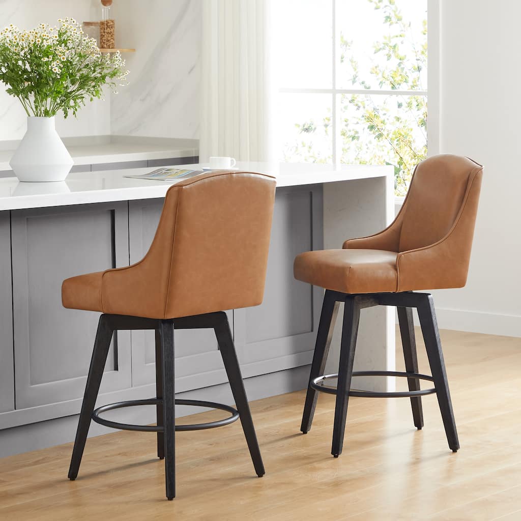 Spruce & Spring Jayden Upholstered Counter Height Swivel Barstool Set