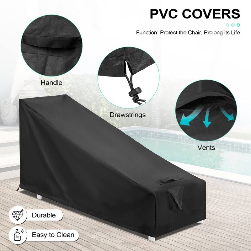 3-Piece Outdoor Loungers Patio Chaise Lounge Chairs Set with Side Table