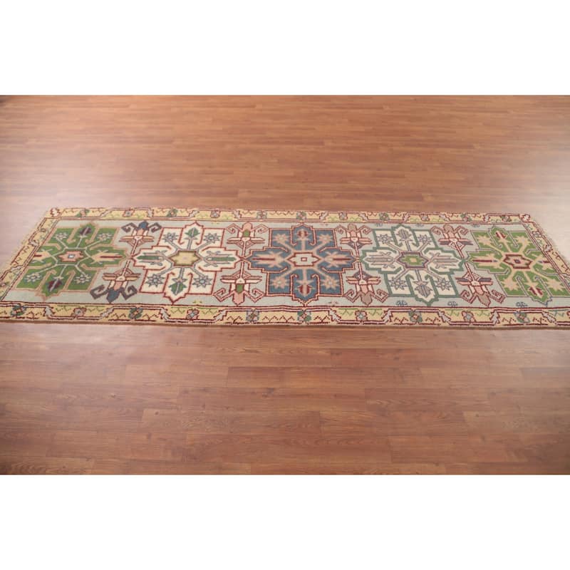 Traditional Heriz Serapi Runner Rug Hand-Knotted Wool Carpet - 2'7"x 8'1"
