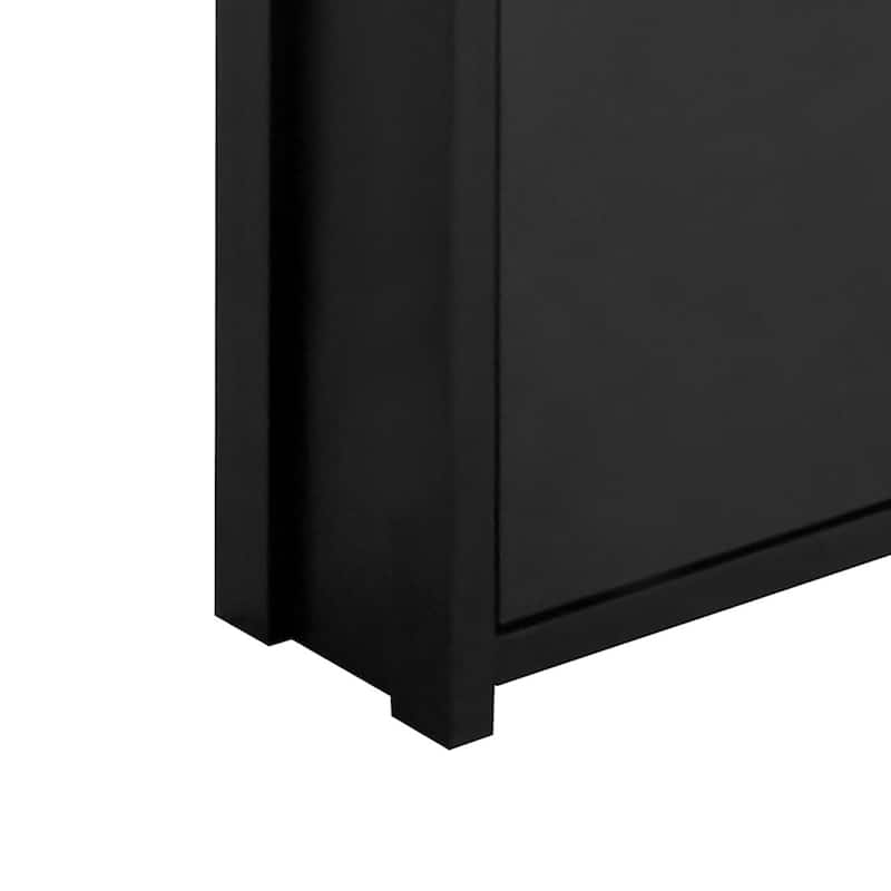 Modern Minimalist Set of Two Wooden Shoe Storage Cabinets