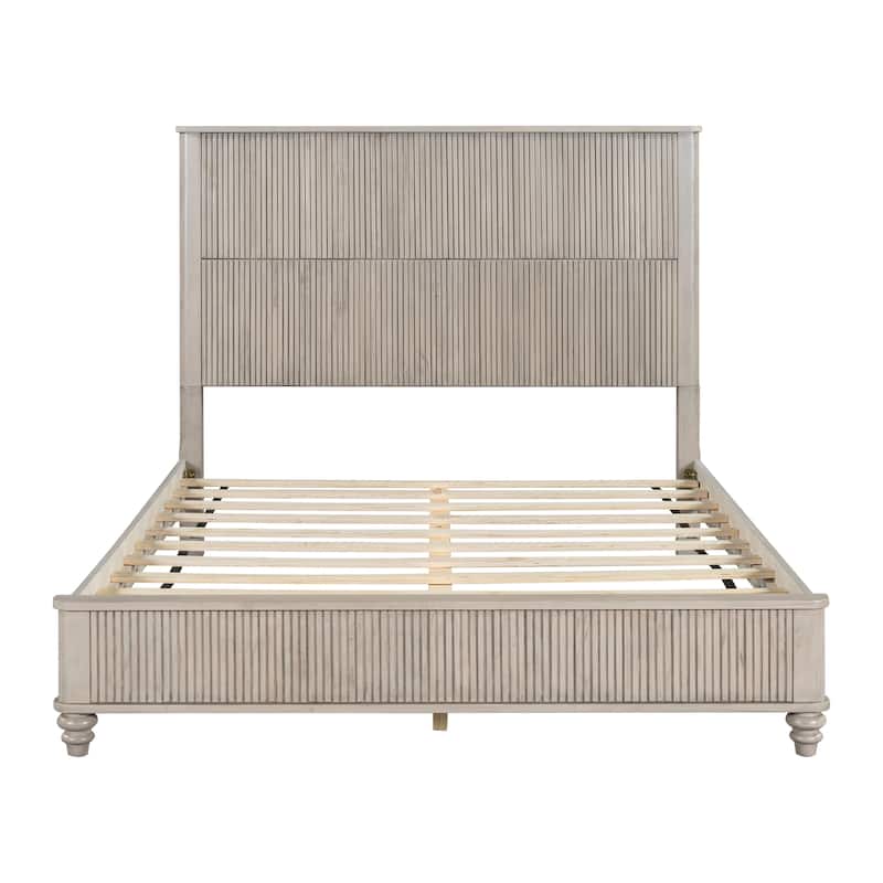 Solid Wood Bed Frame,Queen Platform Bed Frame with Headboard,Tall Headboard Natural Wood Bed ,No Box Spring Needed