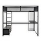 preview thumbnail 25 of 28, LED Design Full Size Metal Loft Bed with Desk,Open Wardrobe and 3 Linen Storage Drawers