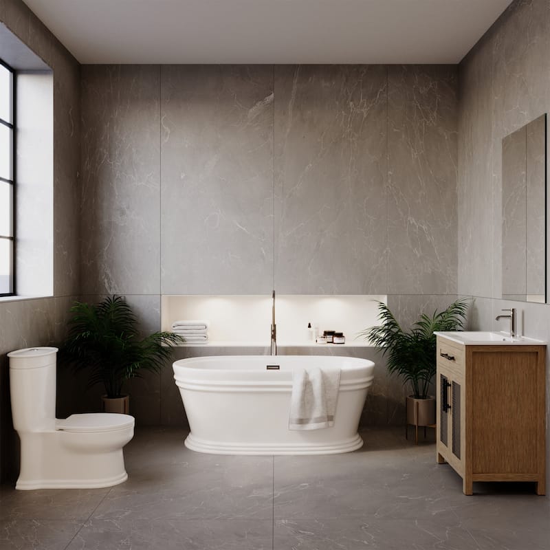 Santorini 60" Freestanding Tub Glossy White - 59.5x29.5 Center