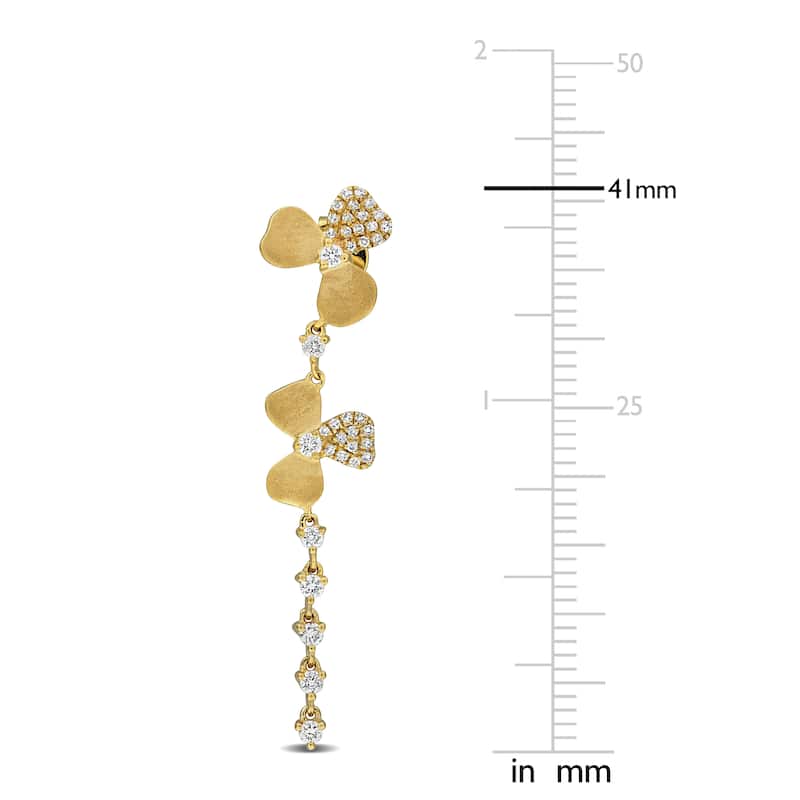 Miadora 2/5ct TW Diamond Floral Drop Earrings in 14k Yellow Gold