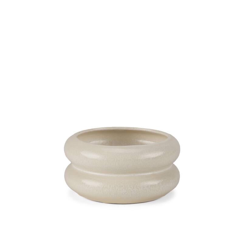 4" Cream Cylinder Ceramic Table Vase - 7.09