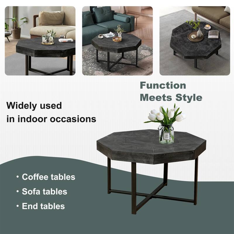 Retro Splicing Design Octagonal Coffee Table