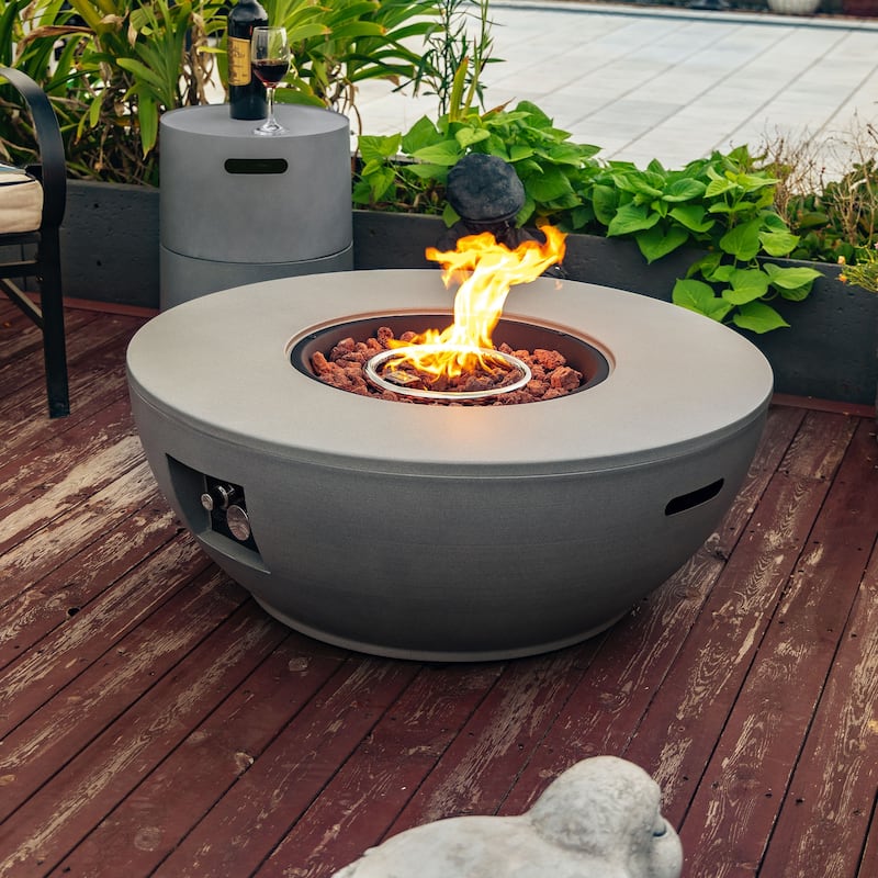 GDFStudio - Summit Steel Round Fire Pit Table with Tank Holder