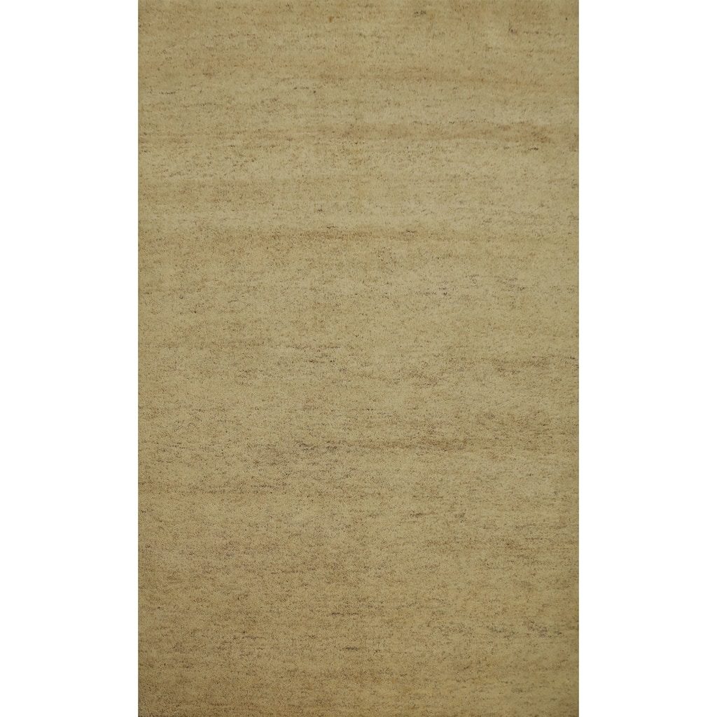 Hand Knotted Oriental 100% Wool Carpet Modern Modern Beige & Ivories Gabbeh Area Rug - 7' 7'' X 5' 7''
