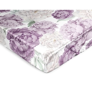 Sweet Jojo Designs Lavender Purple Boho Shabby Chic Floral Girl Satin Fitted Crib Sheet Ivory Bohemian Vintage Watercolor Nature
