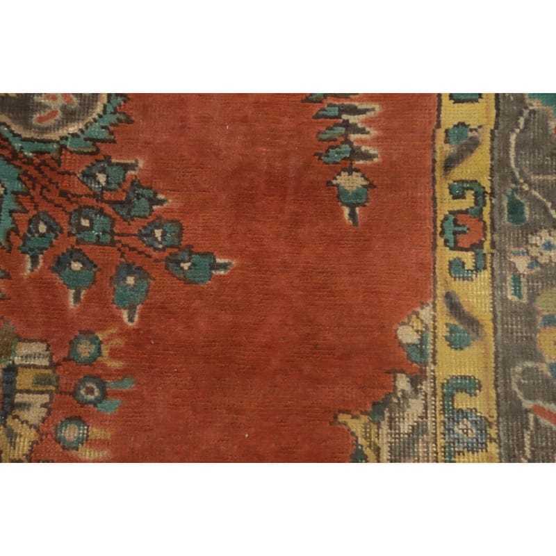 Hand Knotted Oriental 100% Wool Carpet Traditional Floral Oranges & Rust Tabriz Area Rug - 9' 10'' X 6' 7''